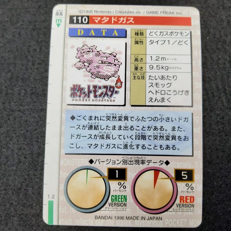 Pokemon Carddass Red File No Smogogo Weezing Retro Japan