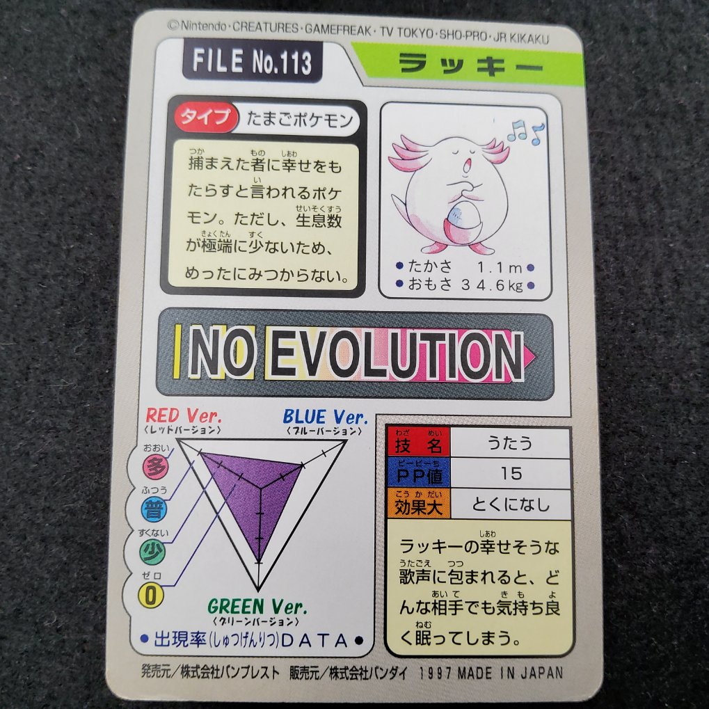 Pokemon Carddass 1997 - File No.113 Leveinard : Chansey B00002