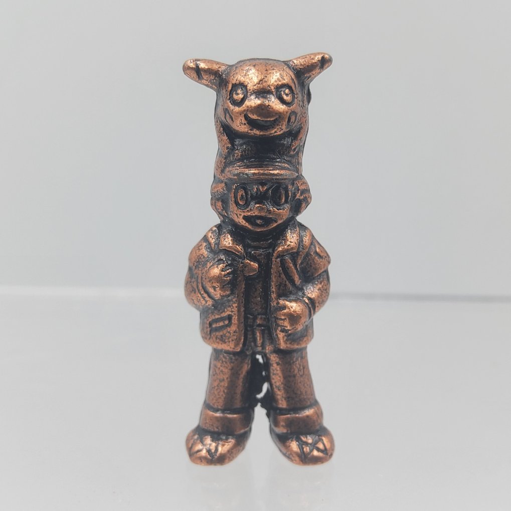 Pokemon Anime Version Metal Collection Figure - Ash Ketchum & Pikachu Copper Color 00002