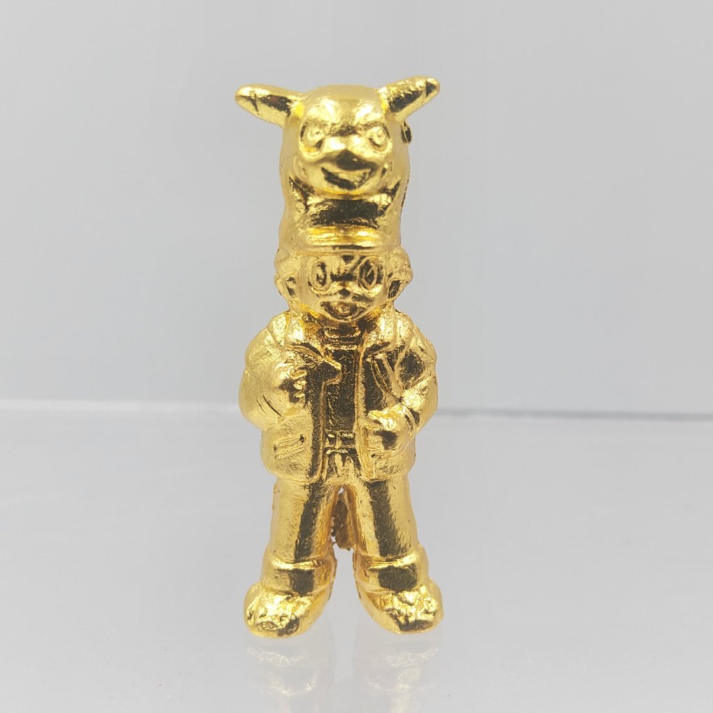 Pokemon Anime Version Metal Collection Figure - Ash Ketchum & Pikachu Gold Color 00002