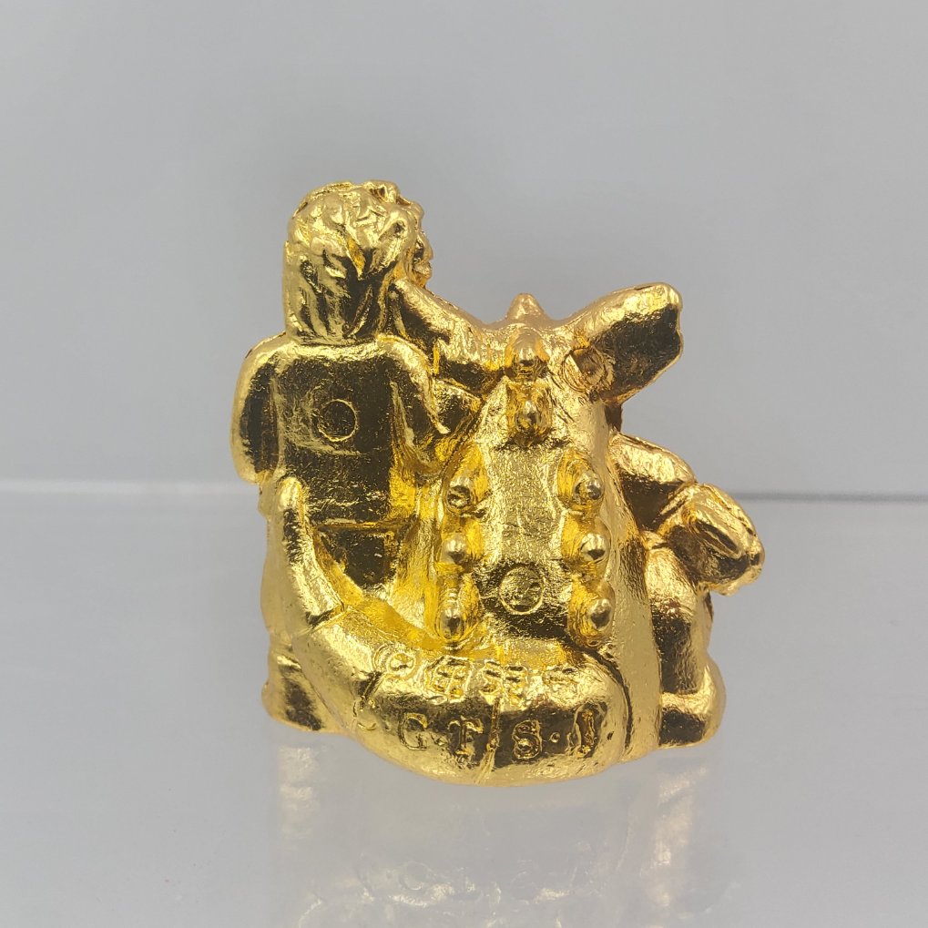 Pokemon Anime Version Metal Collection Figure - Gary Oak & Nidoking Gold Color 00003