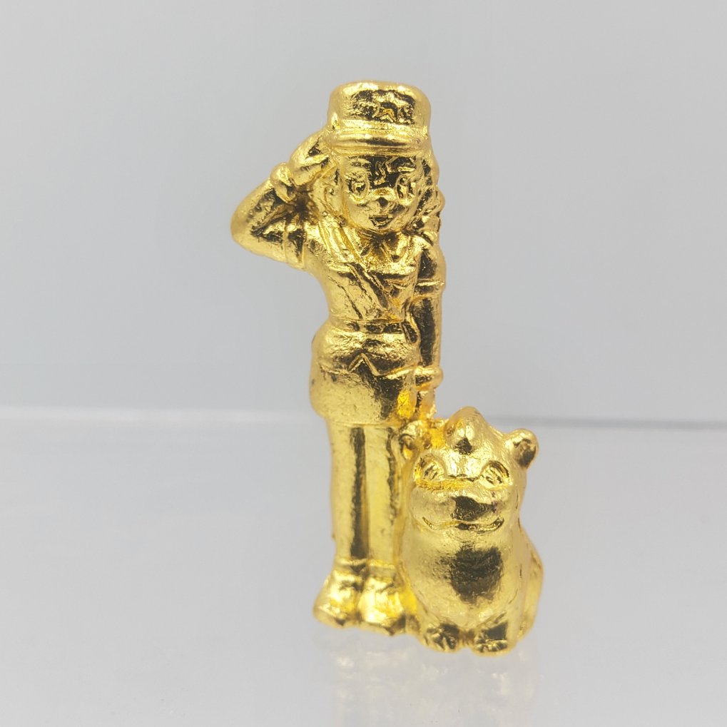 Pokemon Anime Version Metal Collection Figure - Officer Jenny & Growlithe Gold Color 00002